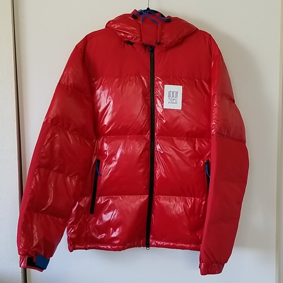 Nwt Topo Designs Red Big Puffer Jacket 